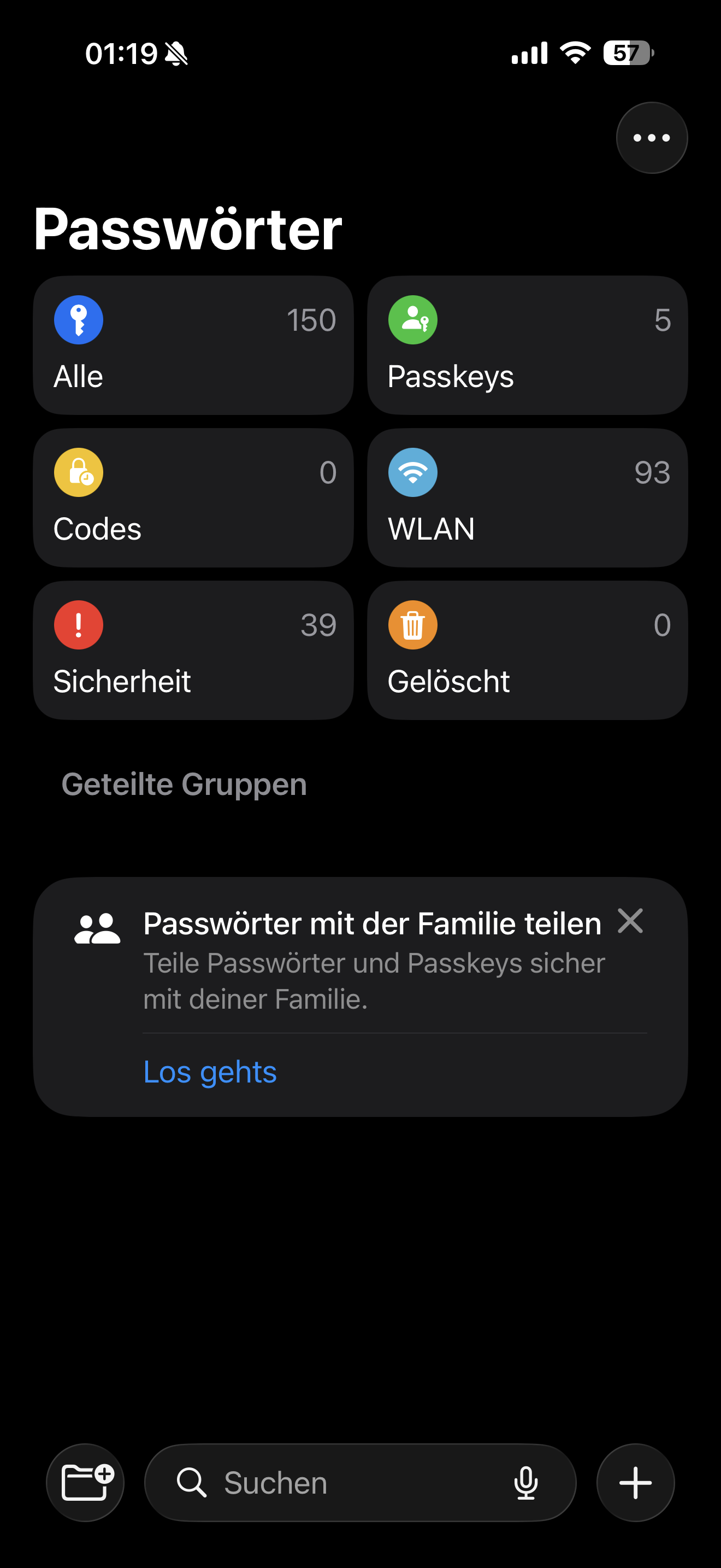 Passwörter-App Übersicht