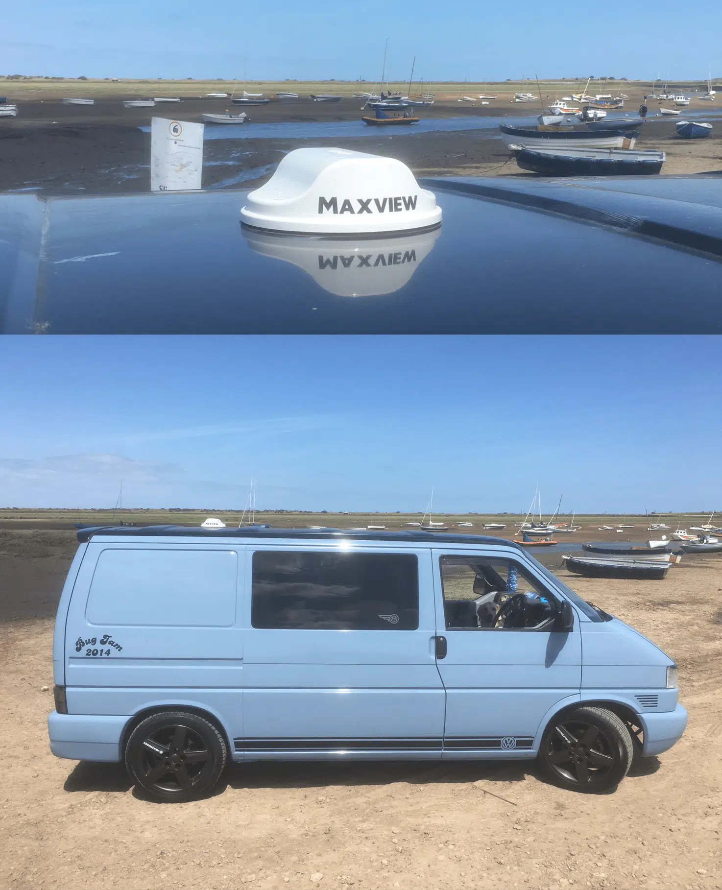 Maxview Roam 5G Dachantenne montiert auf einem Wohnmobil – fest installiertes Internet-System für Camper